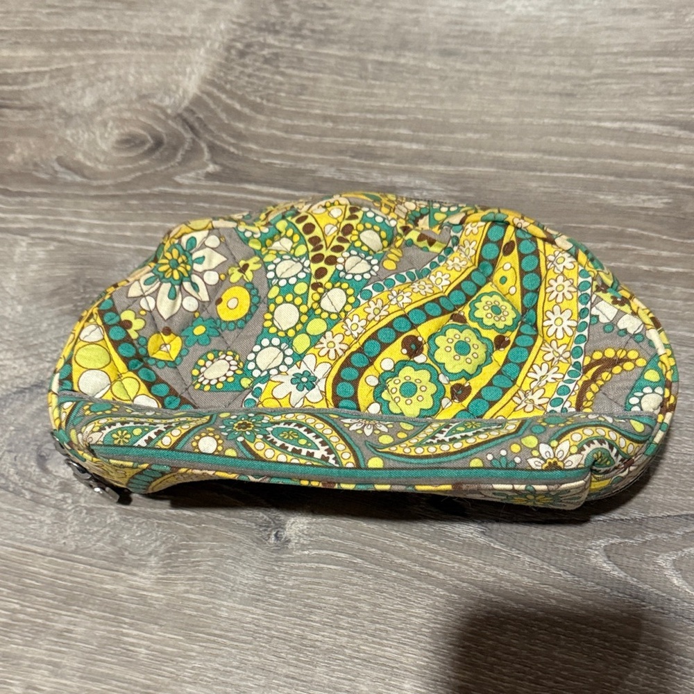 Vera Bradley Floral Pouch in Green and Yellow